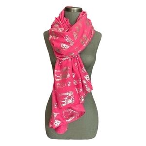 Cover Up EGYPT Art Hieroglyphs Beach Skirt Sarong Pink Silver Scarf Wrap Shawl